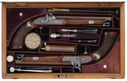 Presentation Cased T.E. Mortimer Percussion Belt Pistols