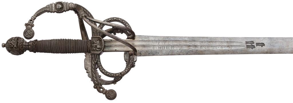 Relief Chiseled German Swept Hilt Broadsword/Sword