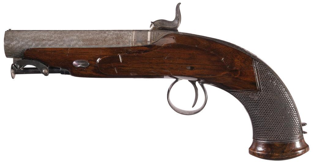 Engraved William & John Rigby Overcoat Percussion Pistol