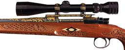 Scoped Winslow Arms Emperor Grade Rifle with Carved Stock