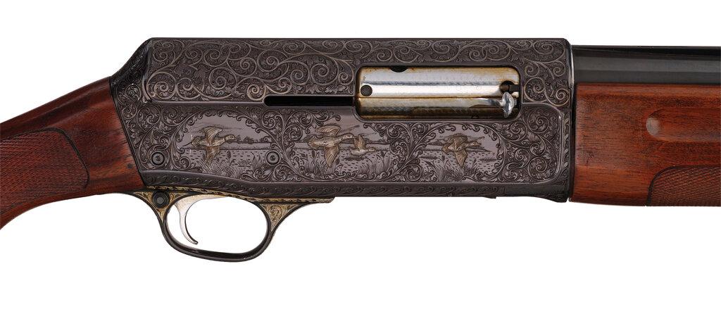 Game Scene Engraved and Silver Inlaid Franchi AL-48 Shotgun