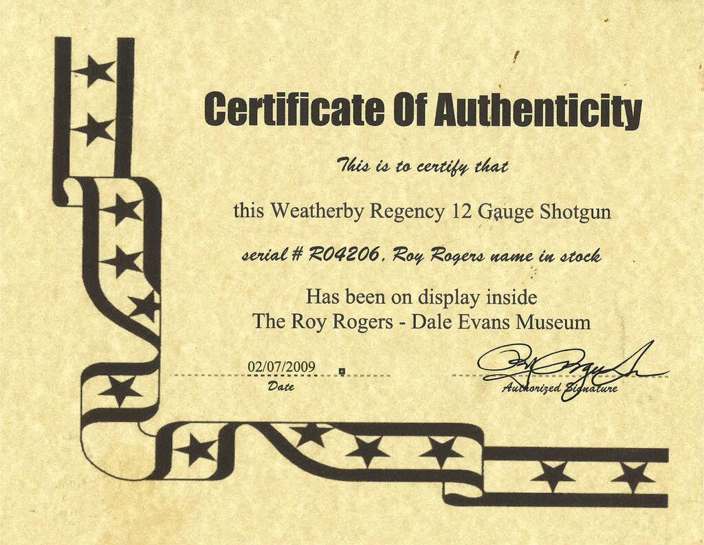 Weatherby Regency Over/Under Shotgun Owned by Actor Roy Rogers