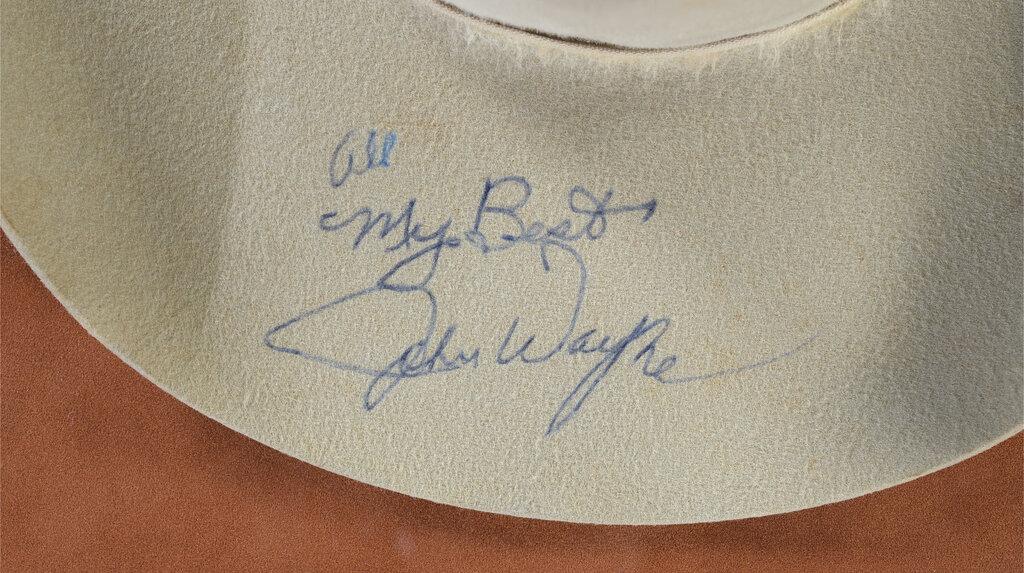 Shadowbox Display Cased John Wayne Signed Cowboy Hat