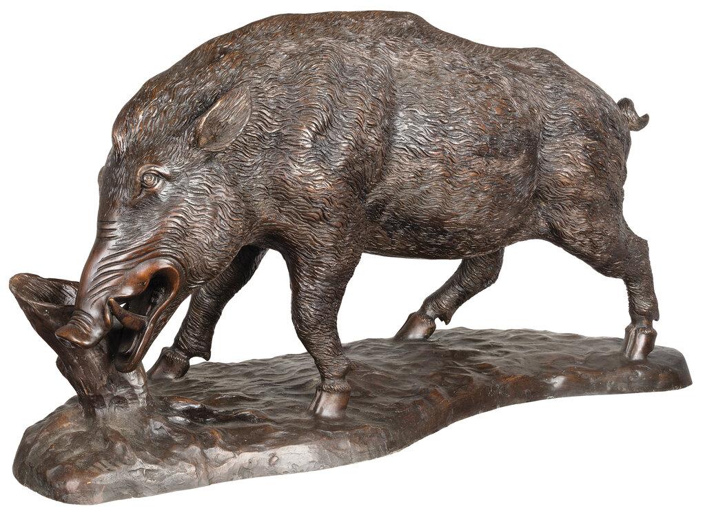 Pierre-Jules Mêne Signed Wild Boar Bronze Sculpture