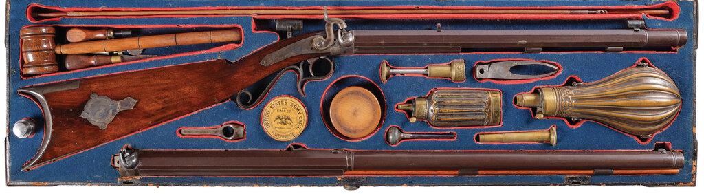 Cased American Boy's/Lady's Percussion Rifle by G. H. Ferriss