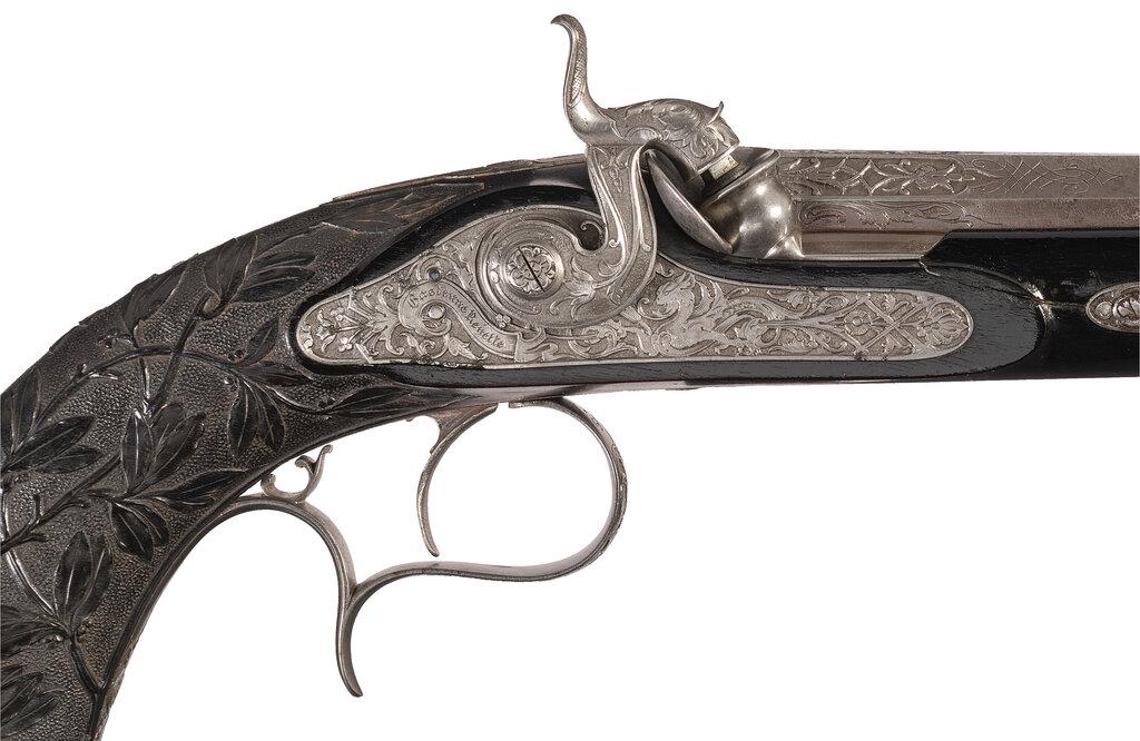 Pair of Engraved Gastinne-Renette Percussion Dueling Pistols