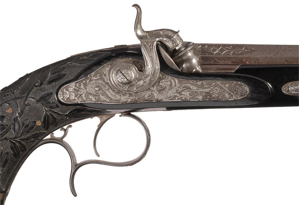 Pair of Engraved Gastinne-Renette Percussion Dueling Pistols