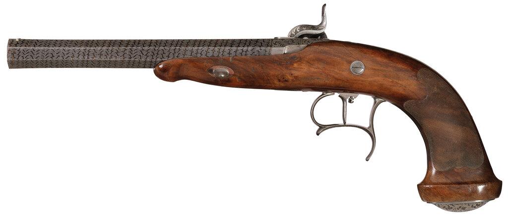 Cased Pair of Percussion Pistols by Brun in Grenoble