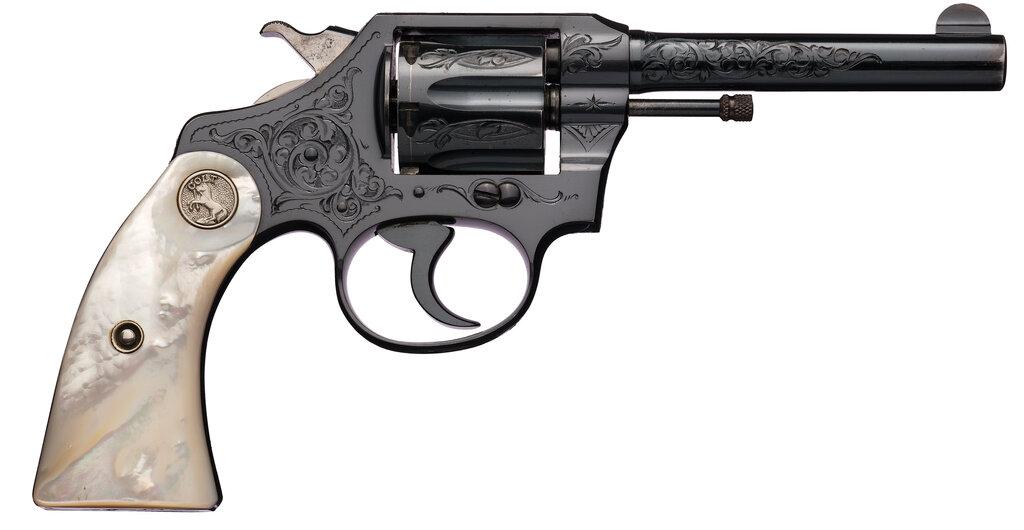 Engraved Colt Police Positive Revolver with Pearl Grips