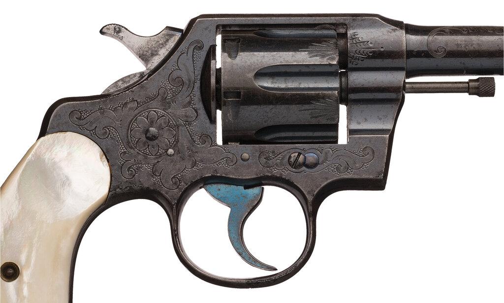 Engraved Colt Army Special Revolver with Pearl Grips and Letter