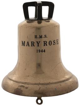 World War II H.M.S. Mary Rose 1944 Marked Brass Ship's Bell