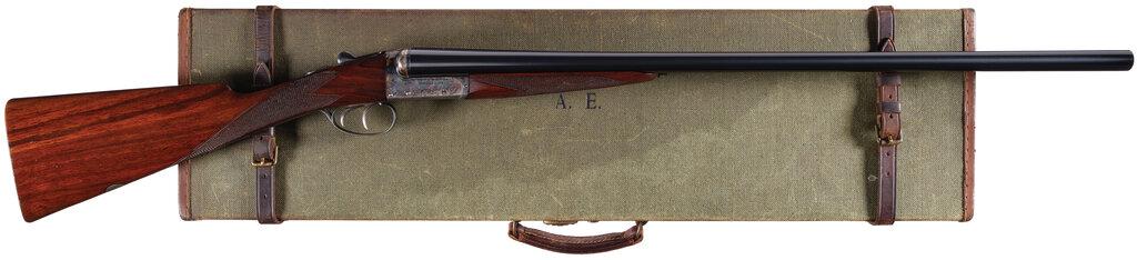 Engraved Webley & Scott Boxlock Double Barrel Shotgun with Case