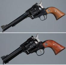 Two Ruger Single Action Revolvers with Belt Rigs