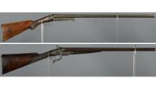 Two Antique European Double Barrel Long Guns