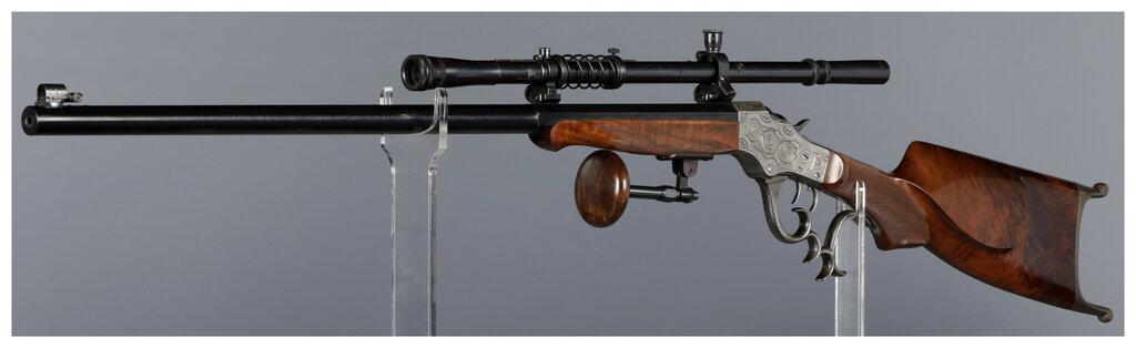 Two Factory Engraved Stevens Ideal Single Shot Rifles