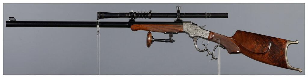 Two Factory Engraved Stevens Ideal Single Shot Rifles