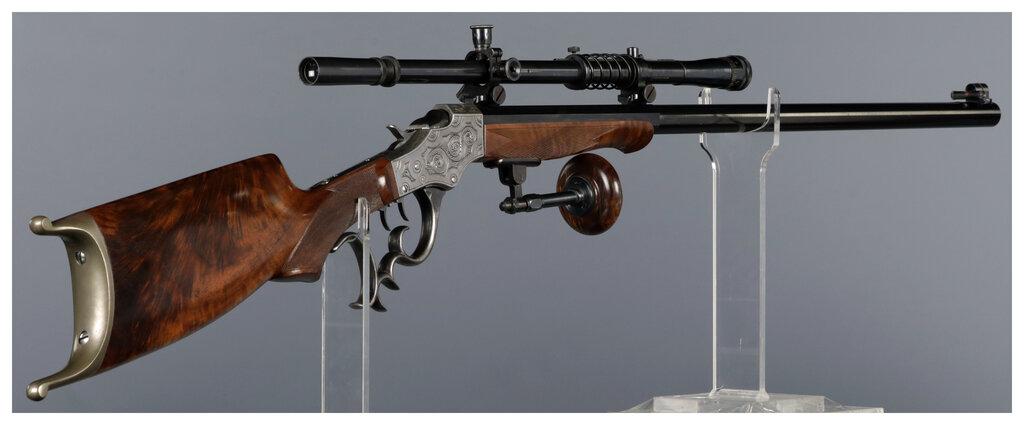 Two Factory Engraved Stevens Ideal Single Shot Rifles
