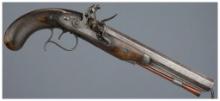 Silver Mounted Lewis & Tomes Flintlock Dueling Pistol