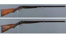 Two American Double Barrel Hammer Shotguns