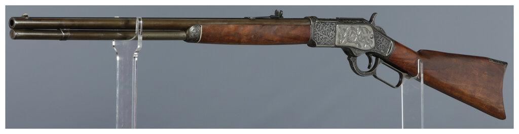 Antique Engraved Winchester Model 1873 Lever Action Rifle