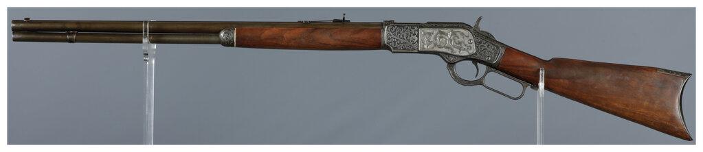Antique Engraved Winchester Model 1873 Lever Action Rifle