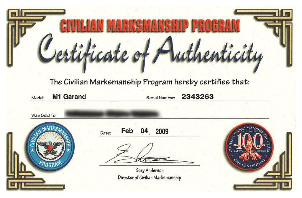 U.S. Winchester M1 Garand Rifle with CMP Certificate