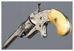 Engraved Colt Open Top Pocket Model Revolver with Case