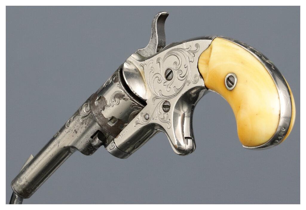 Engraved Colt Open Top Pocket Model Revolver with Case