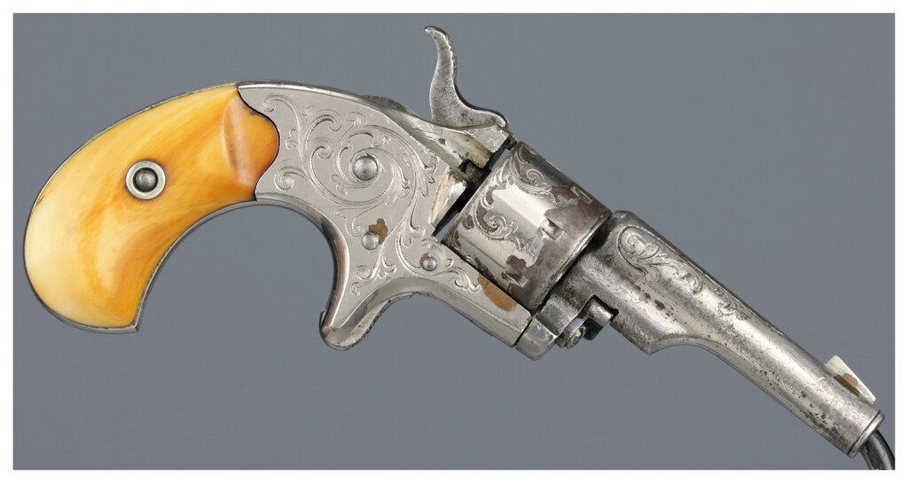 Engraved Colt Open Top Pocket Model Revolver with Case