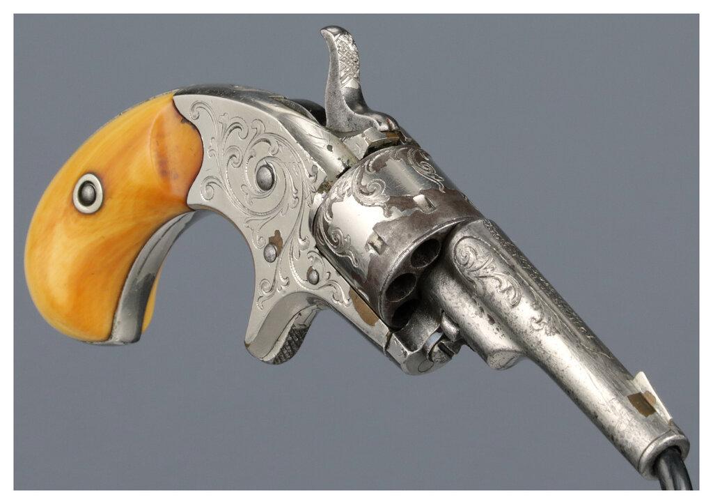 Engraved Colt Open Top Pocket Model Revolver with Case