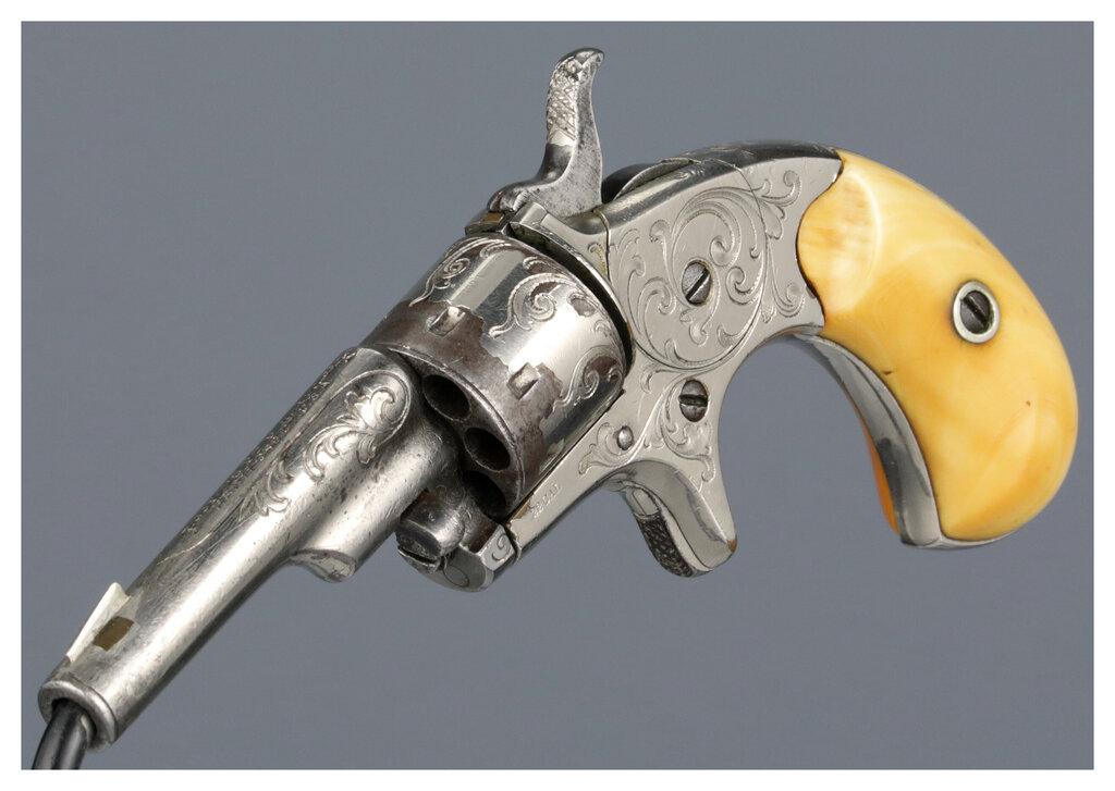 Engraved Colt Open Top Pocket Model Revolver with Case