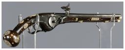 Ornate Wheellock Pistol with Engraved Stock Inlays