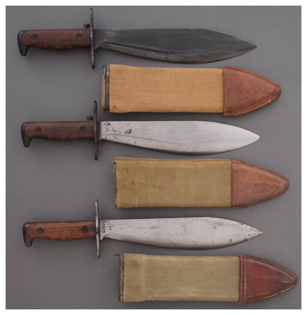 Three U.S. Springfield Bolo Knives with Sheaths