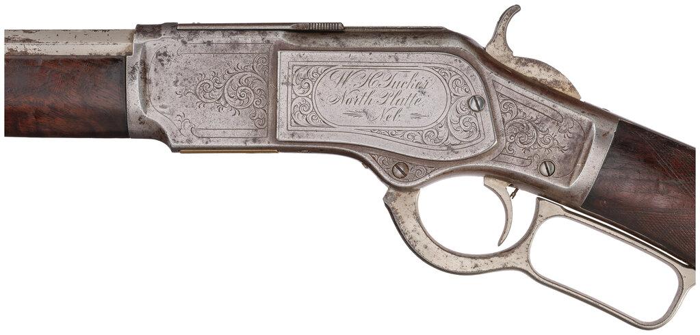 Engraved &  W.H. Tucker Inscribed Winchester Model 1873 Rifle