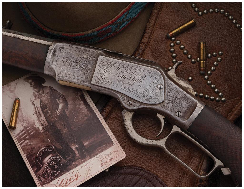 Engraved &  W.H. Tucker Inscribed Winchester Model 1873 Rifle