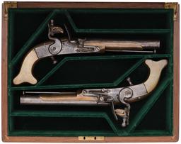 Pair of John Waters Brass Stock Highland Flintlock Belt Pistols