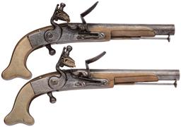 Pair of John Waters Brass Stock Highland Flintlock Belt Pistols
