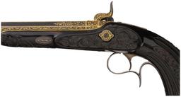Cased Pair of French Prelat Percussion Pistols