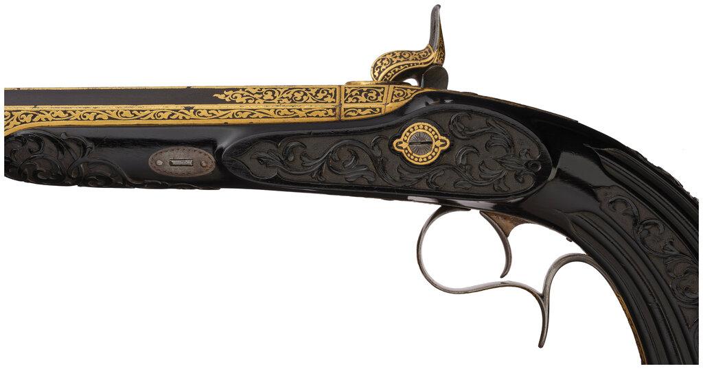 Cased Pair of French Prelat Percussion Pistols