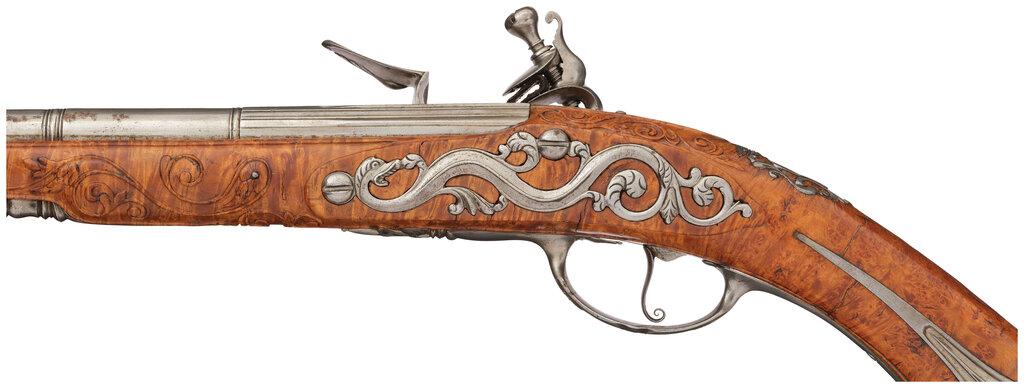 Italian Flintlock Pistol with Lazarino Cominazzo Signed Barrel