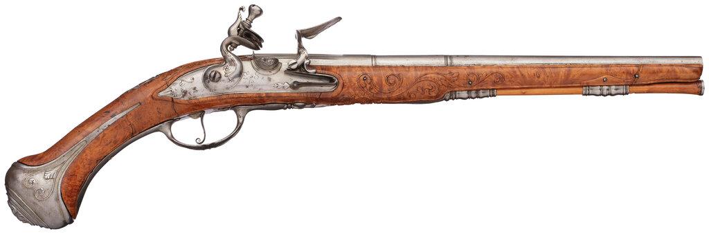 Italian Flintlock Pistol with Lazarino Cominazzo Signed Barrel
