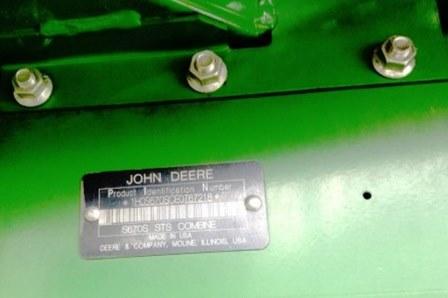 JOHN DEERE S670S STS COMBINE W/ 4WD DUALS/GREENSTART 3 SN# 0201010307115 (H