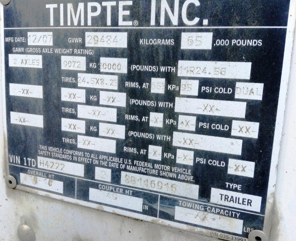 2007 TIMPTE SUPER HOPPER 42' TRAILER 2-DUMP W/ TARP VIN# H4222
