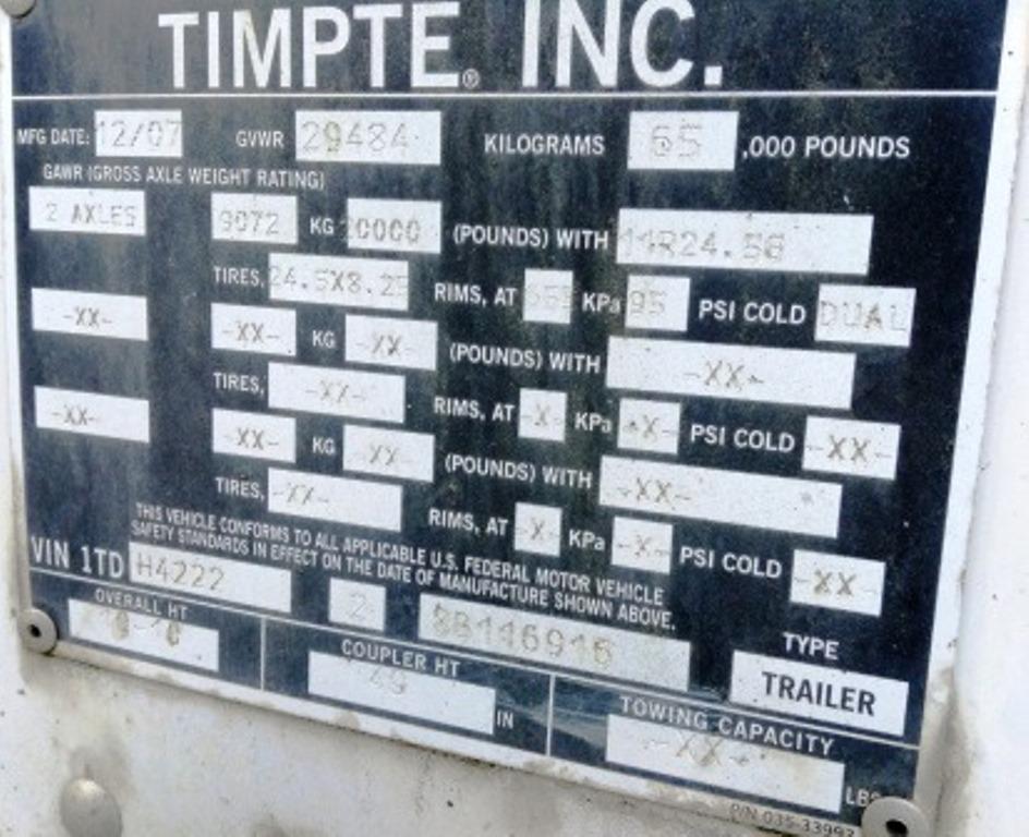 2007 TIMPTE SUPER HOPPER 42' TRAILER 2-DUMP W/ TARP VIN# H4222