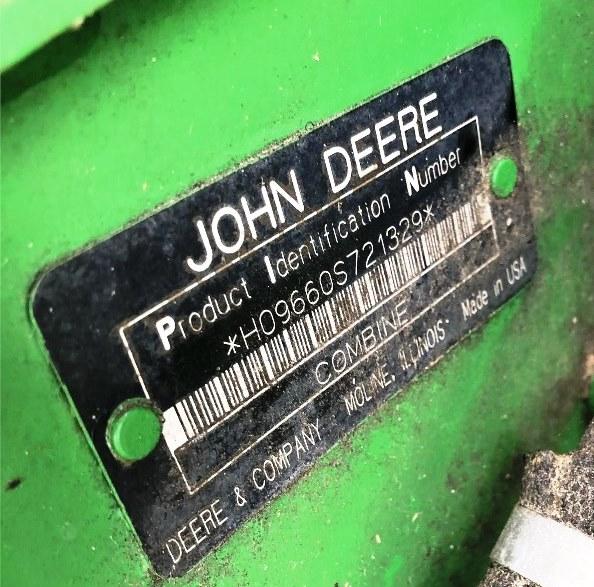 JOHN DEERE 9660 STS COMBINE 4WD DUALS SN# H096605721329