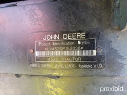 JOHN DEERE 4520 TRACTOR W/ 400X BUCKET, 2WD, OPEN STATION (ODOMETER SHOWS: 1,448.4 HRS) SN# LV4520P1