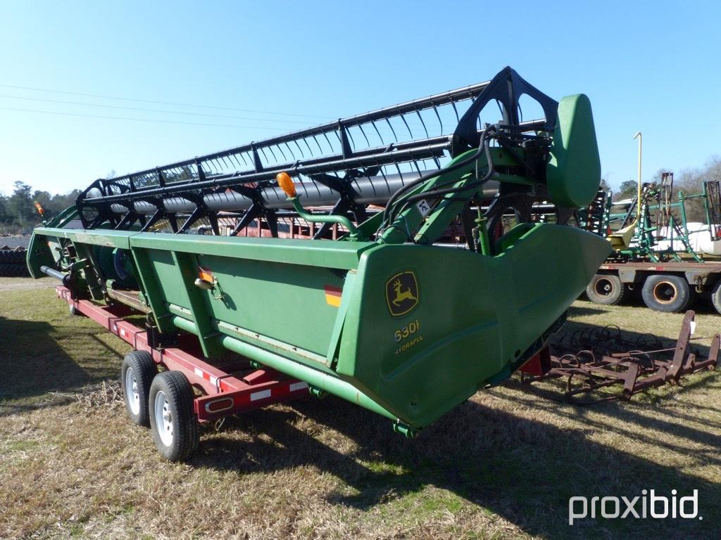 JOHN DEERE 630F HYDRA-FLEX/FULL FINGER VIN#H00630F707512 (TRAILER NOT FOR SALE)