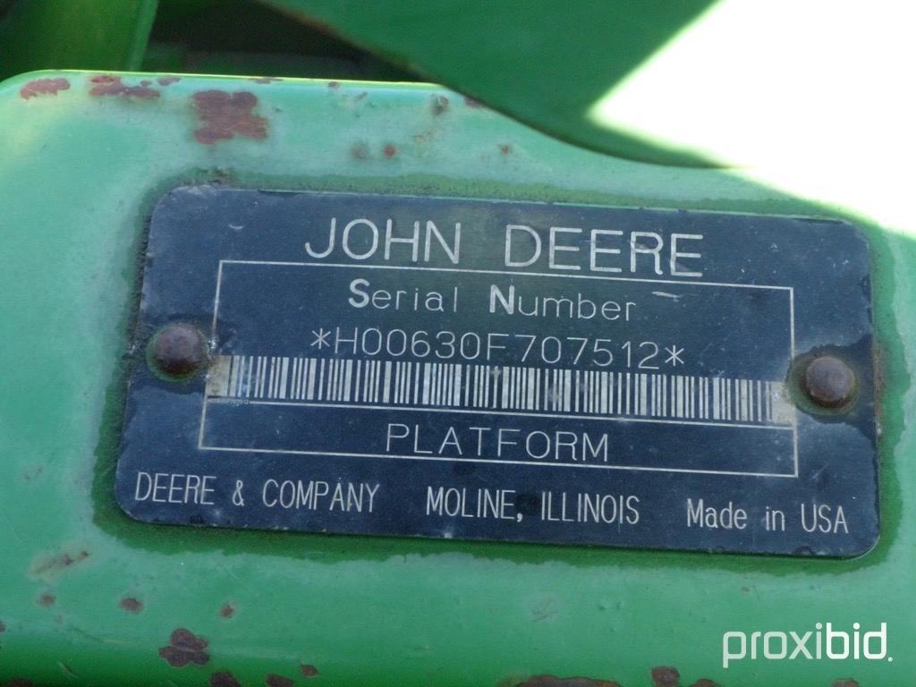 JOHN DEERE 630F HYDRA-FLEX/FULL FINGER VIN#H00630F707512 (TRAILER NOT FOR SALE)