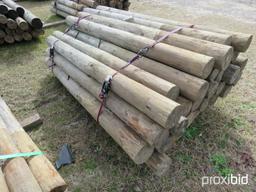 (35) 5'' & 6'' ROUND TREATED RFENCE POST 6'Hx6''L
