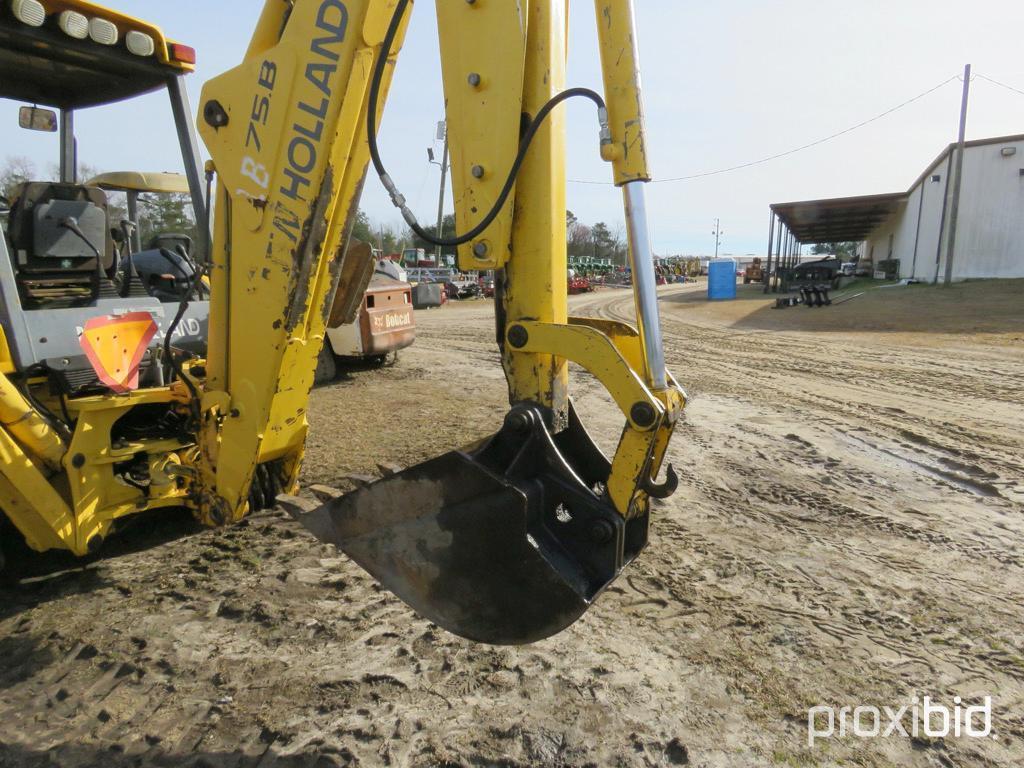 NEW HOLLAND LB75 BACKHOE 2WD OPEN-STATION W/ BUCKET & FORKS SN#031032951 (ODOMETER SHOWS: 4,600 HRS.
